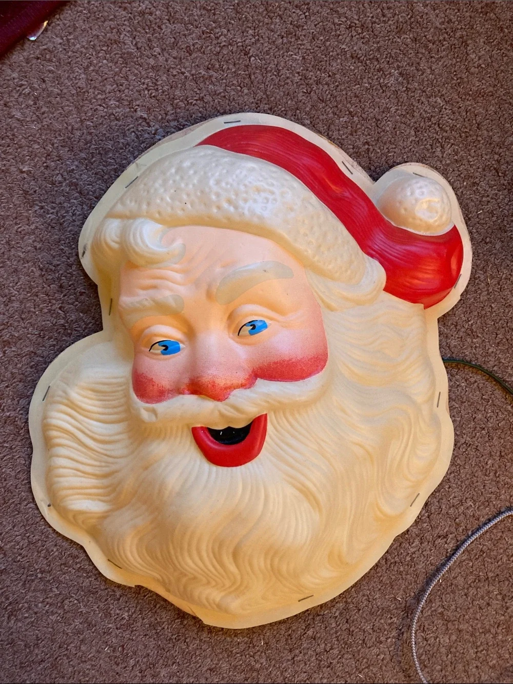 50/60s Vintage Christmas blow mold light up Santa wall decoration works!